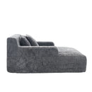 Chenille Interior Lazy Sofa Chaise Longue Armchair With 3 Pillows And Armrests