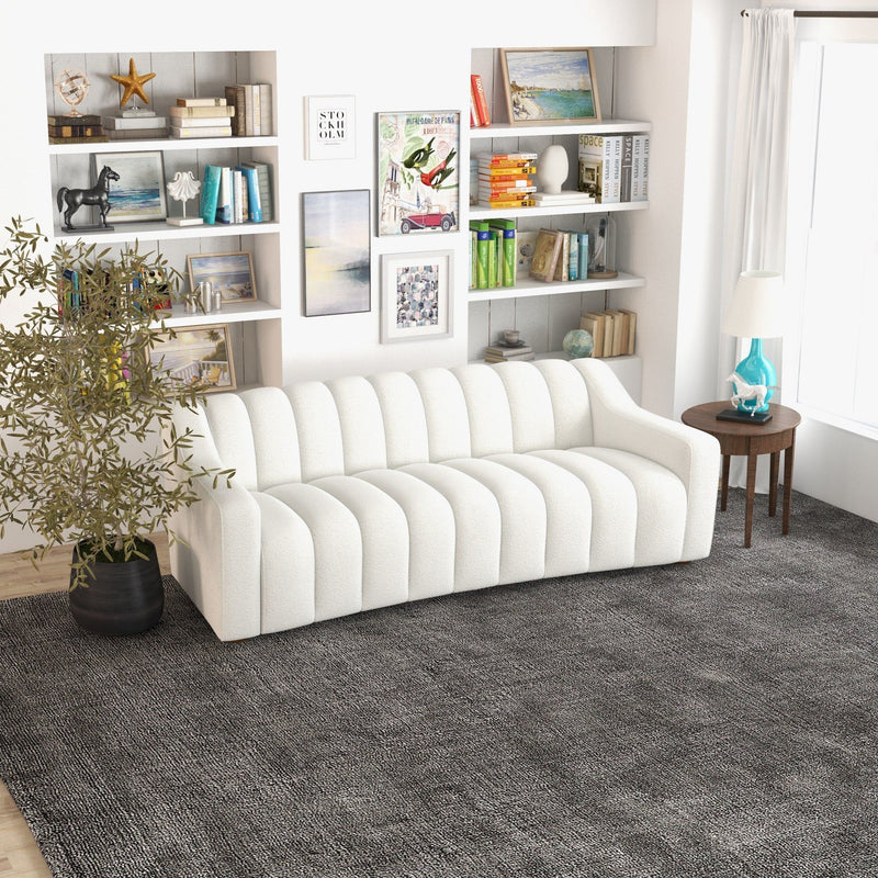 Marcus - Luxury Tight Back Boucle Couch - Cream / Creamy White / Ivory