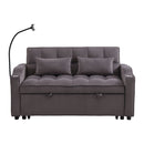 Modern Velvet Loveseat Futon Sofa With Pullout Bed, Adjustable Reclining Backrest, Toss Pillows