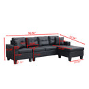 Modern Sectional Sofa Set With Chaise Lounge And Cup Holder