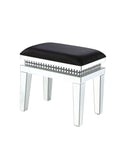 Lotus - Vanity Stool - Mirrored, Faux Ice Cube Crystals