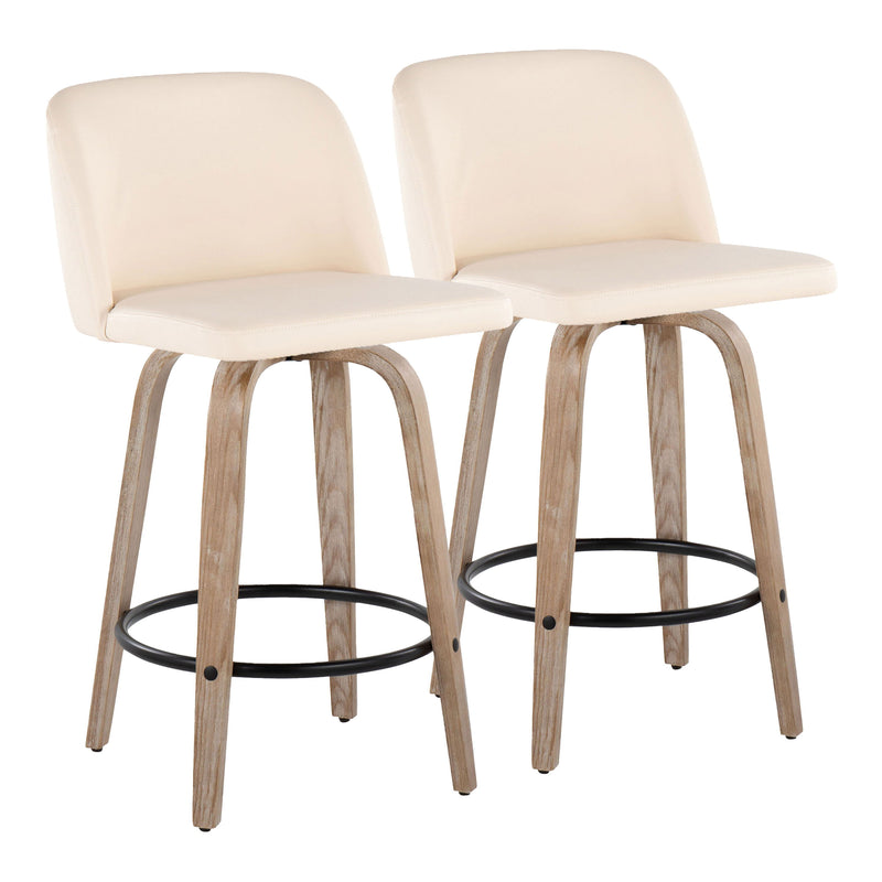 Toriano - Contemporary Fixed-Height Counter Stool & Swivel With Round Footrest (Set of 2)