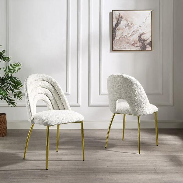 Fadri - Side Chair (Set of 2) - Teddy Sherpa & Mirrored Gold