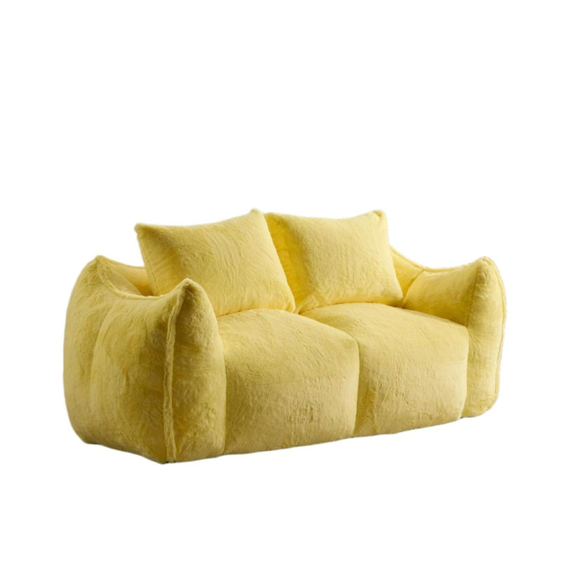 Giant Bean Bag Couch, Ultra Soft Fluffy Loveseat For Living Room Reading Chair With Pillows - Yellow