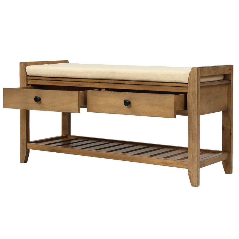 Multipurpose Entryway Shoe Rack With Cushioned Seat And Drawers