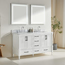 Freestanding Double Bathroom Vanity With Extra Black Handles - White
