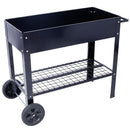 Elevated Mobile Raised Ergonomic Metal Planter Garden Bed With Wheels Powder Coated Steel - Black