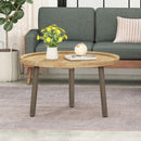 Round Coffee Table With Tray Edge Design - Natural / Black