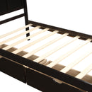 Platform Storage Bed, 2 drawers with wheels, Twin Size Frame, Espresso (New SKU:WF283062AAP)