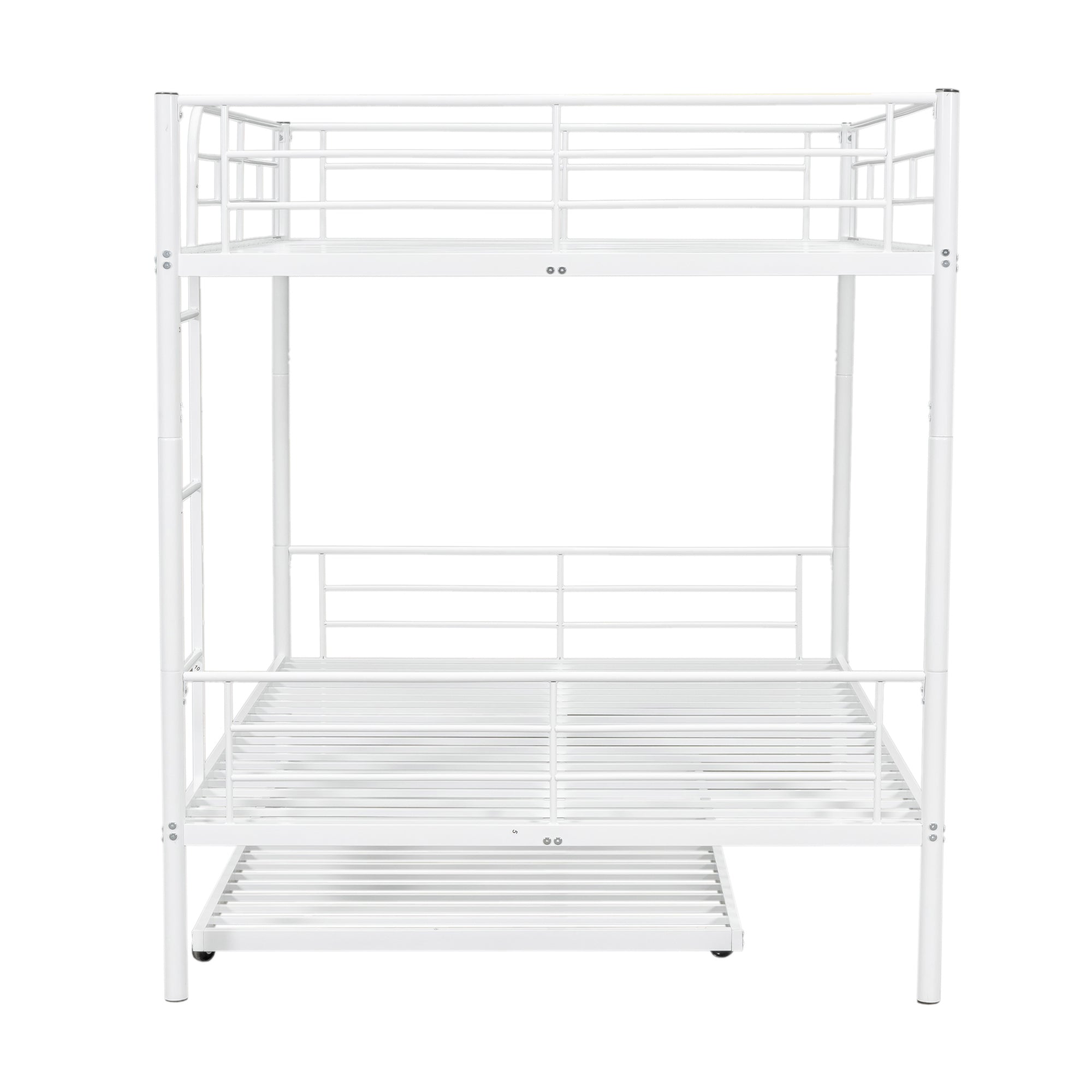 Full Over Full Metal Bunk Bed with Trundle, White - Atlantic Fine Furniture Melbourne FL