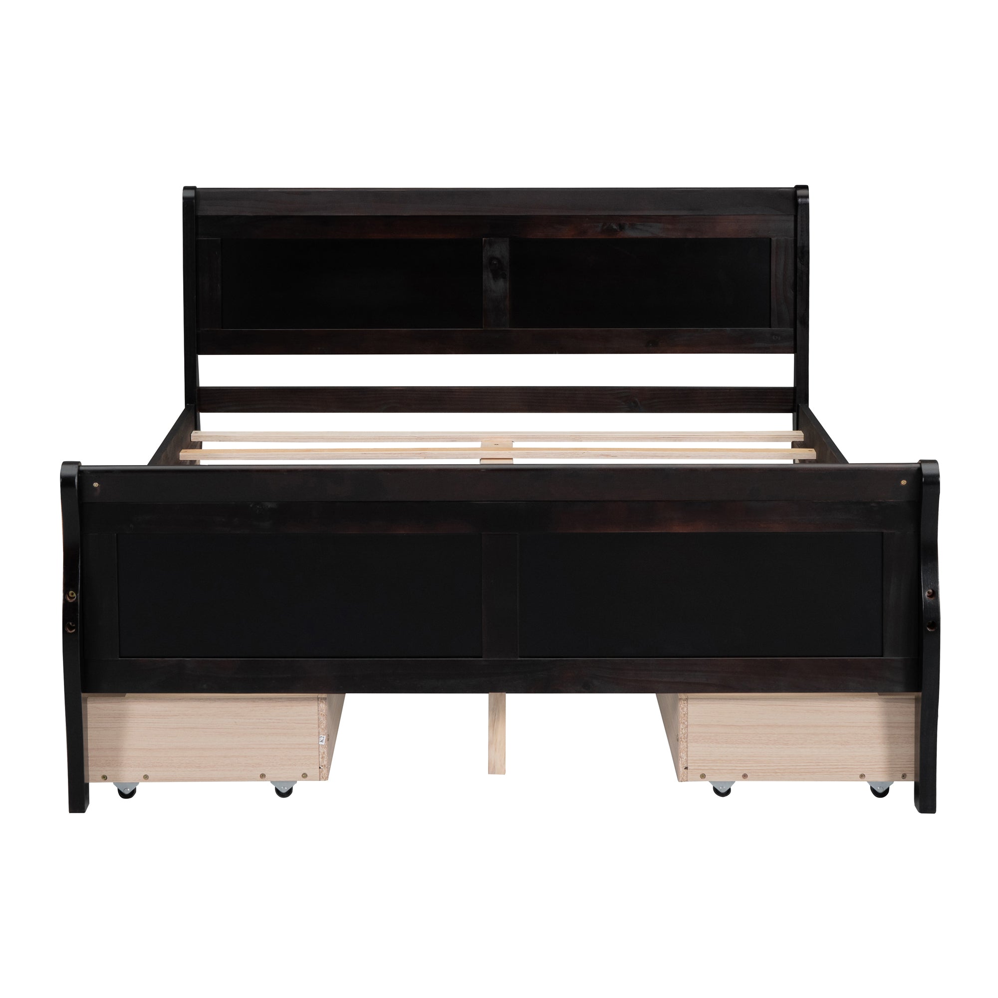 Full Size Wood Platform Bed with 4 Drawers and Streamlined Headboard & Footboard, Espresso - Atlantic Fine Furniture Melbourne FL