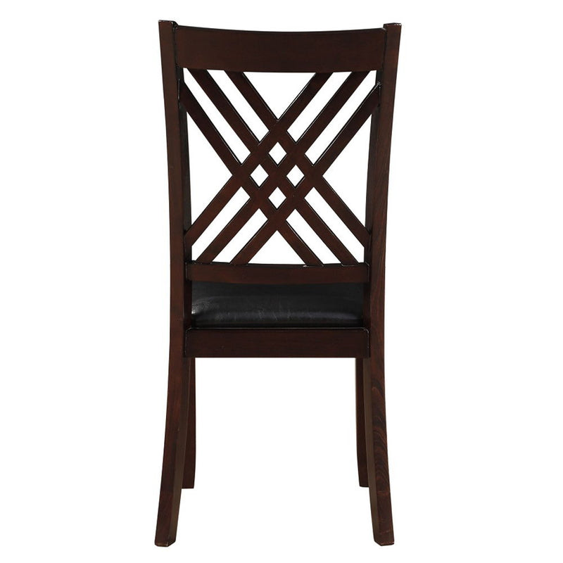 Katrien - Side Chair (Set of 2) - Black Synthetic Leather & Espresso