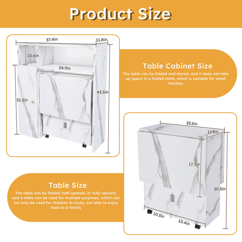 Multifunctional Folding Dining Table With Wall-Mounted Sideboard & Storage