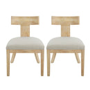 Contemporary Fabric Upholstered Side Dining Chairs Set With Curved Back