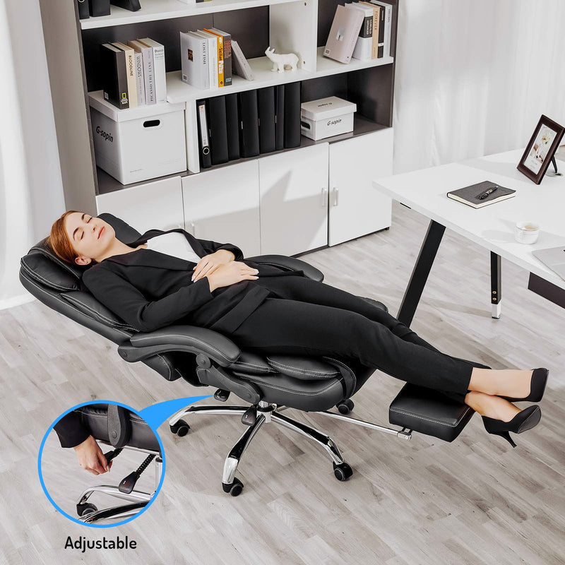 Big And Tall Office Chair, High Back Ergonomic Office Chair With Footrest, Executive - Black