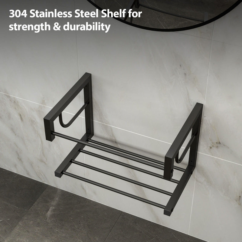 Wall Mounted Rectangular Bathroom Sink With Towel Bar & Overflow - White