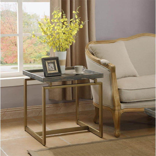 Garrett Rustic End Table with Metal Base