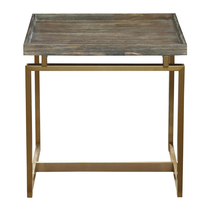 Garrett Rustic End Table with Metal Base