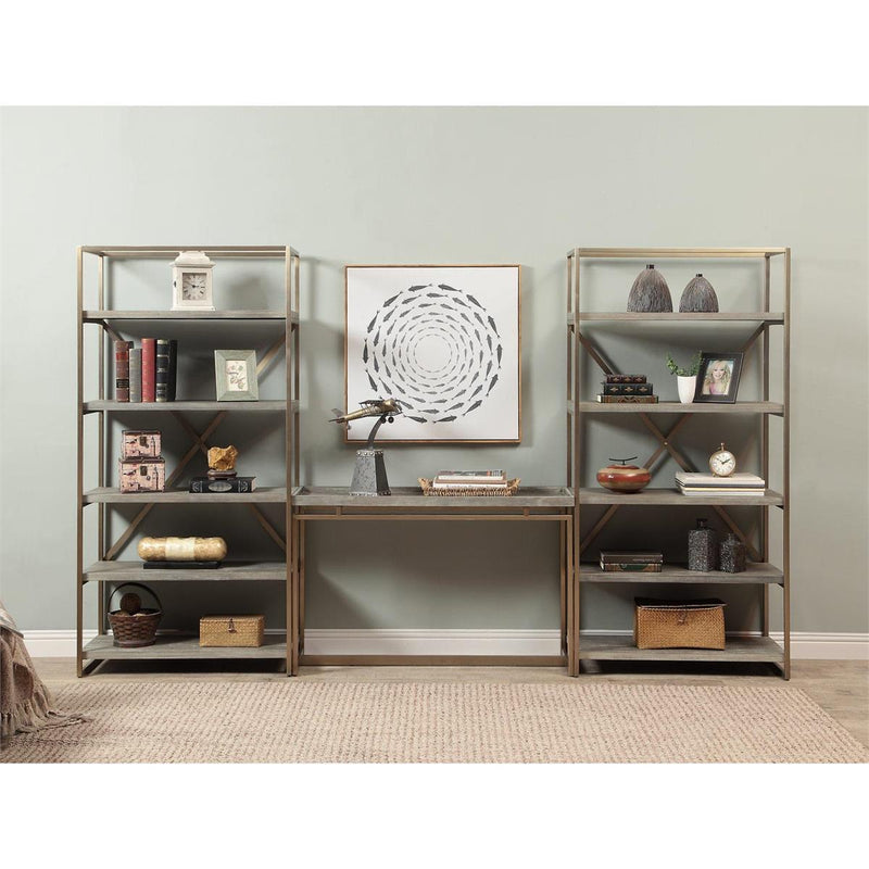 Brady Rustic 6 Shelf Bookcase with Metal Frame Sides