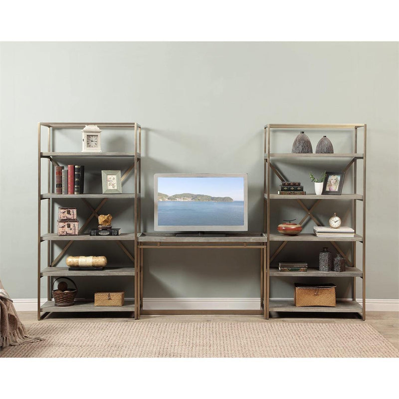 Brady Rustic 6 Shelf Bookcase with Metal Frame Sides