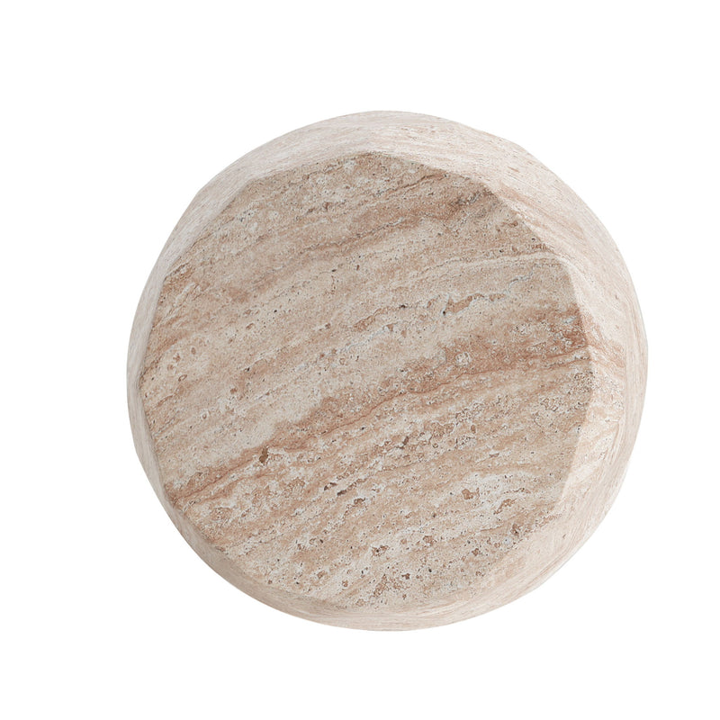 Travertine Lightweight Concrete Side Table For Indoor / Outdoor Use - Beige