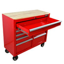 9 Drawer Multifunctional Steel Tool Cart With Wheels And Wooden Top