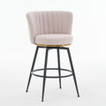 Swivel Bar Stools, High-Back, Adjustable, Upholstered With Elegant Metal Back Accents For Kitchen, Bar, Or Dining Room (Set of 2)