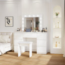 Large Vanity Tables With Mirror And Light - Matte White