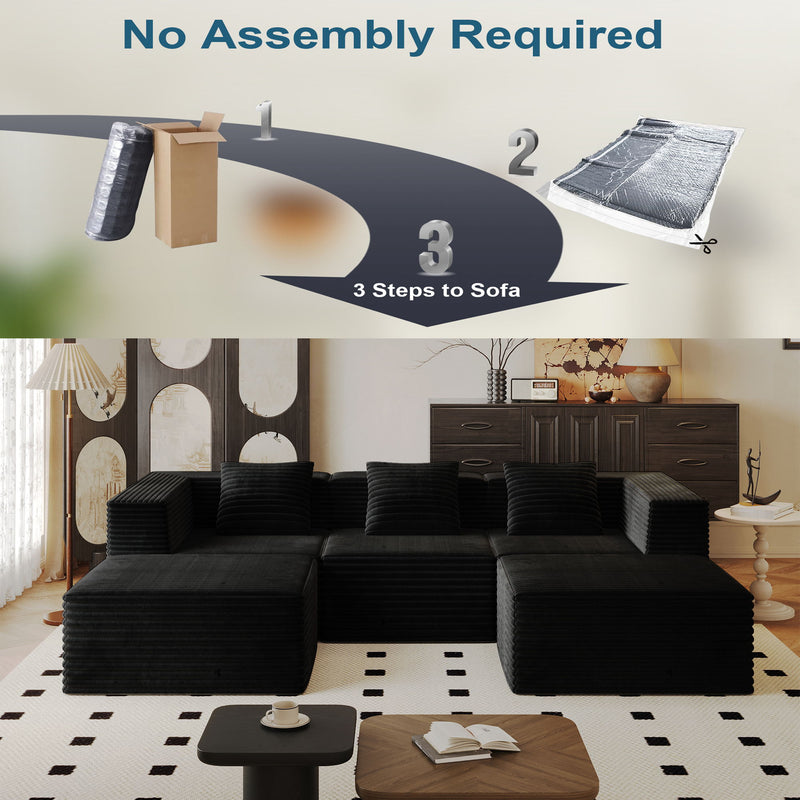 Compression Sofa With 2 Ottomans