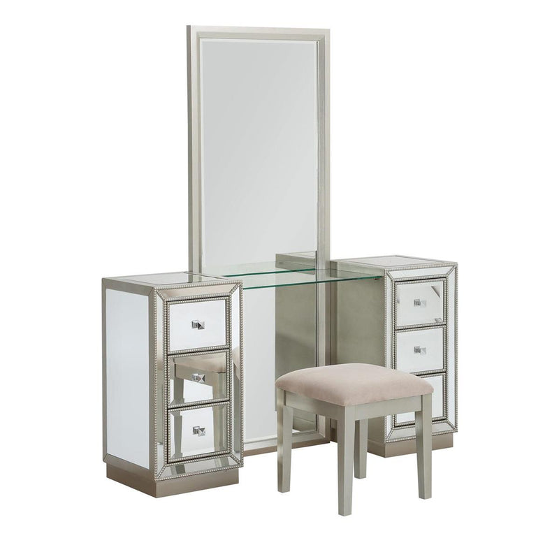 Lana 6 Drawer Console with Mirror and Stool