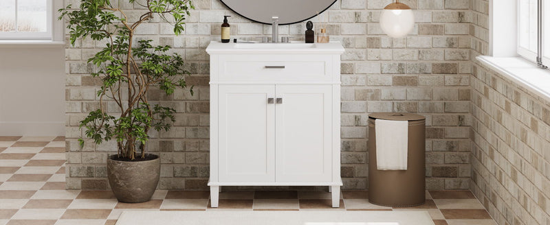 Bathroom Vanity With Ceramic Basin, Soft Close Door And Adjustable Shelves