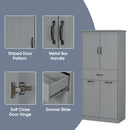 Modern Bathroom Storage Cabinet With Two Laundry Baskets, One Drawer, Adjustable Shelf