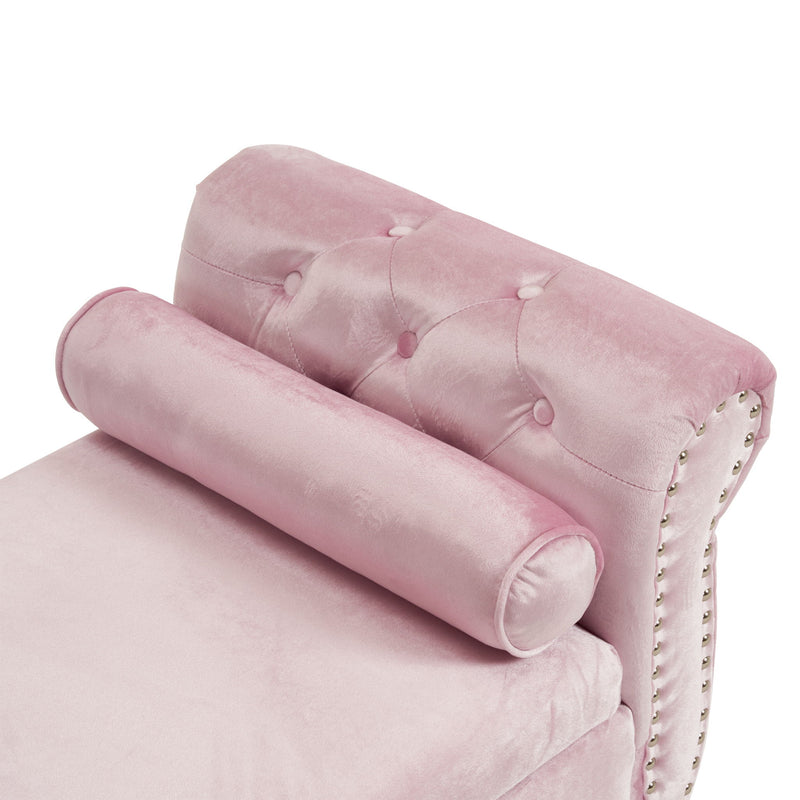 Luxurious Velvet Multifunctional Storage Ottoman Bench With Pillow