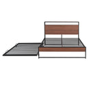 Full Size Metal Platform Bed Frame with Trundle, USB Ports and Slat Support ,No Box Spring Needed Black