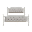 Traditional Style Solid Bed Frame With Upholstered Tufted Headboard, No Box Spring Needed