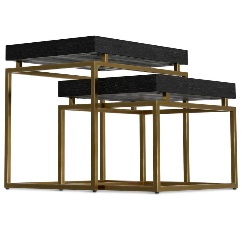 Macy - 2 Pieces Nesting Table - Black / Gold