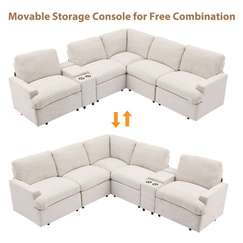 Power Recliner Corner Sofa Home Theater Reclining Sofa Sectional Couches With Storage Box, Cup Holders, USB Ports And Power Socket For Living Room