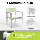 6 Piece Dining Set Modern Outdoor Patio Furniture, 4 Dining Chairs & 1 Dining Bench Sunbrella Fabric And 2 Tone Rectangle Table With Umbrella Hole - Matte White / Grayish