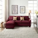 Cleavon II - Reversible Sectional Sofa & Ottoman With 2 Pillows - Red Linen