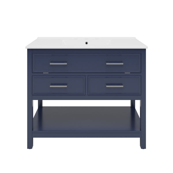 Bathroom Vanity With Ceramic Sink, Tip Out Tray & 2 Full Extension Drawers