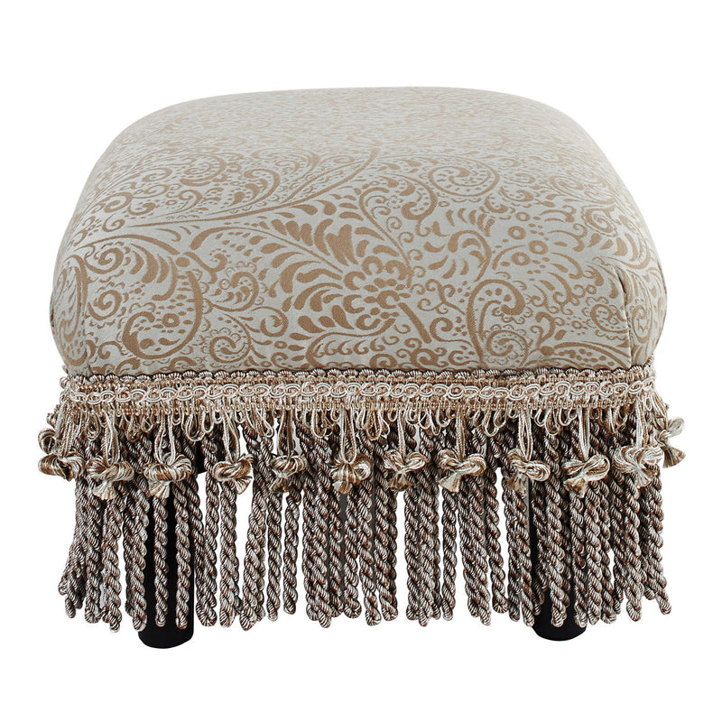 Fiona - Accent Footstool Ottoman - Silvery Blue Beige Paisley