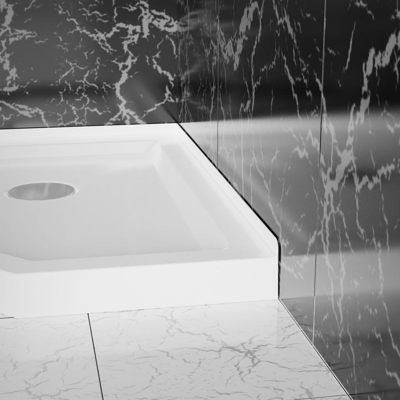 Neo Angle Corner Drain Shower Base - White