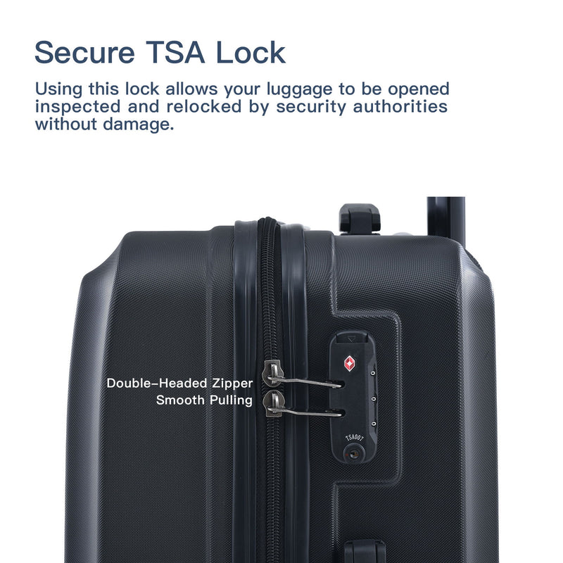 3 Piece Luggage Sets Lightweight Suitcase With Two Hooks, Spinner Wheels, Tsa Lock, Durable Hard Shell
