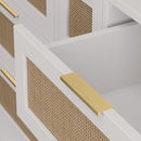 Elegant Rattan Locker With 9 Drawers, Metal Handles