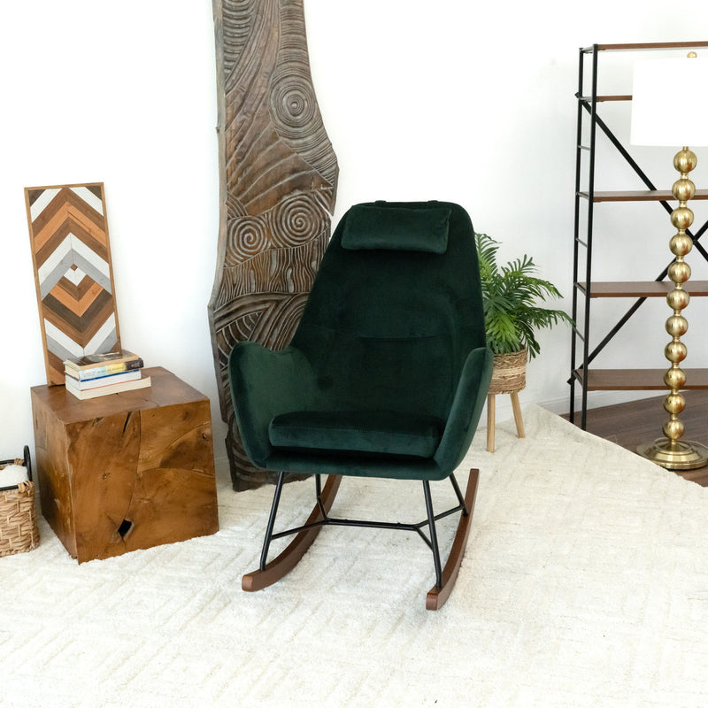 Chel - Mid-Century Modern Velvet Rocking Chair