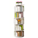 5 Tier Rotating Bookshelf, 360° Spinning Design, Space Saving Storage, For Home And Office - White