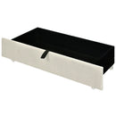Full Size Velvet Storage Platform Bed, with 2 Big Drawers, T Size Trundle and LED Light, Beige