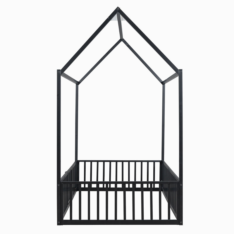 Metal House Bed With Fence And Door