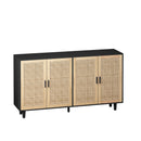 Elegant And Functional 4 Door Rattan Decorative Storage Cabinet