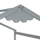 Double Twin House-Style Floor Bed with Fence, Guardrails, without door, Grey